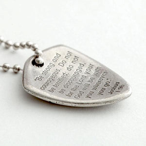 Pewter Shield of Faith Necklace | Joshua 1:9 | Be Strong and Courageous