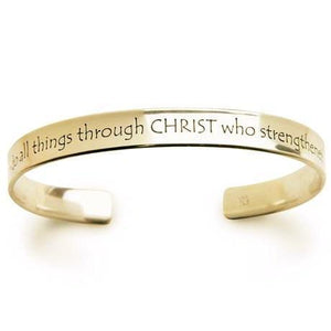Philippians 4:13 Cuff Bracelet in 14k Gold