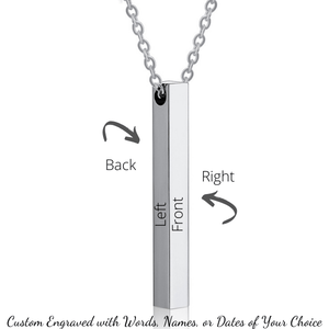 Custom Personalized Sterling Silver Pillar Pendant Necklace