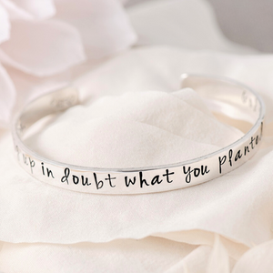 Planted in Faith Engraved Quote Cuff Bracelet | Sterling Silver or 14k Gold