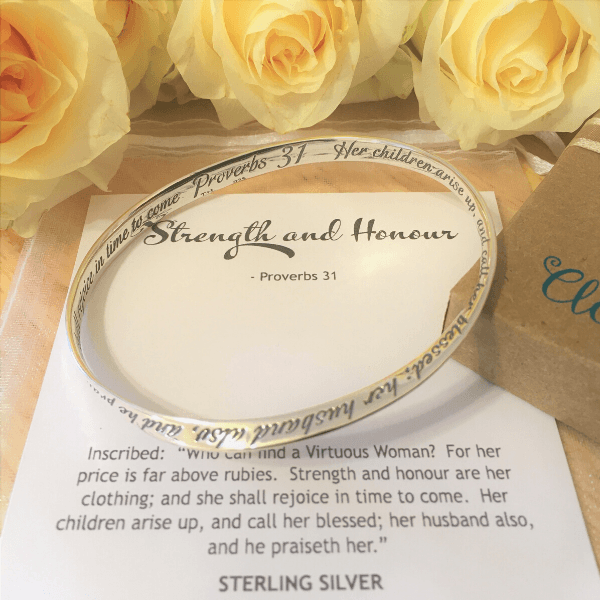 Proverbs 31 Mobius Bangle Bracelet | Sterling Silver or 14k Gold