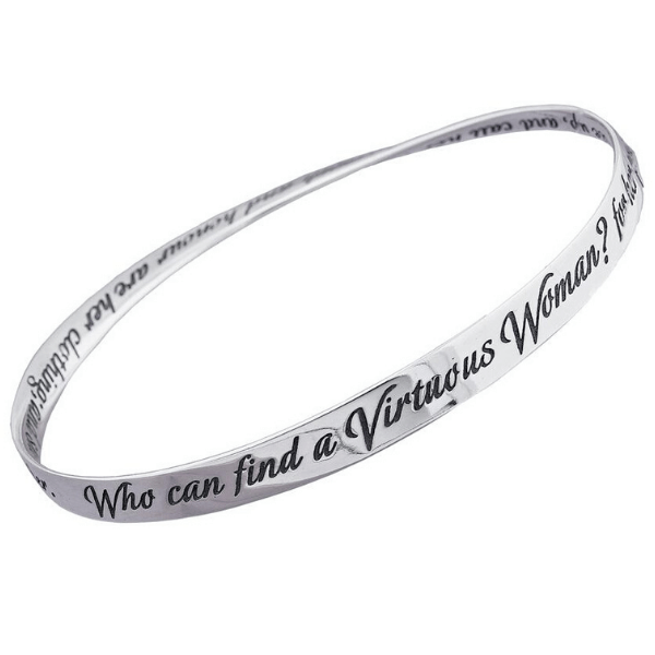 Proverbs 31 Mobius Bangle Bracelet Sterling Silver or 14k Gold