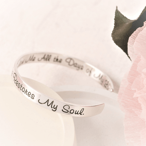 The Lord is My Shepherd Psalm 23 Sterling Silver Engraved Cuff Bracelet
