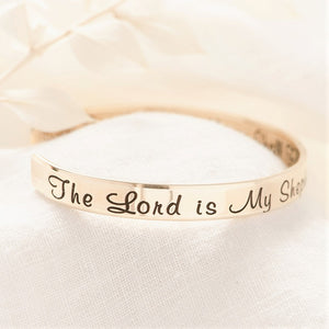 Psalm 23 Gold Brass Engraved Cuff Bracelet | The Lord is My Shepherd