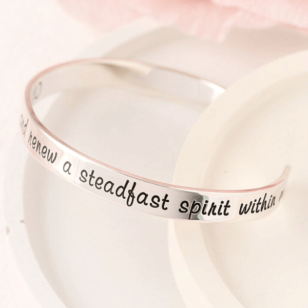 Create in Me a Pure Heart Sterling Silver Engraved Cuff Bracelet | Psalm 51:10