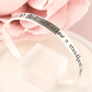 Create in Me a Pure Heart Sterling Silver Engraved Cuff Bracelet | Psalm 51:10