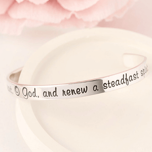 Create in Me a Pure Heart Sterling Silver Engraved Cuff Bracelet | Psalm 51:10