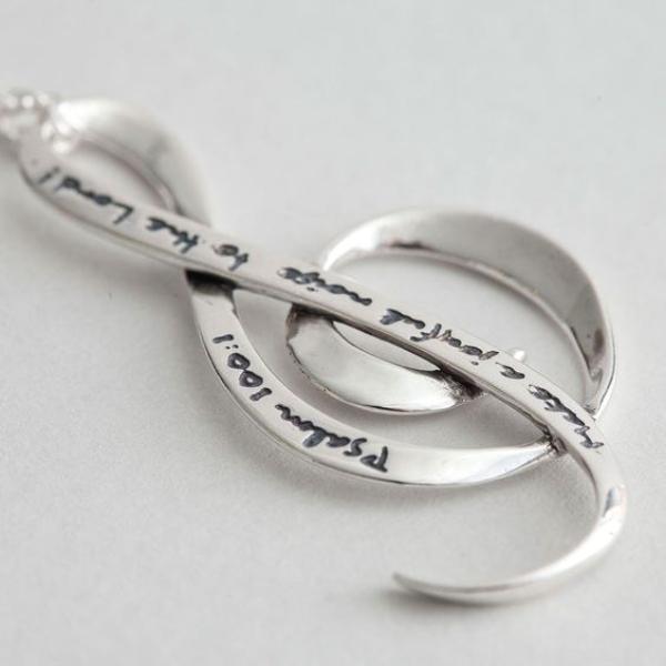 Sterling silver treble clef necklace discount