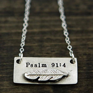 The Vintage Pearl Scripture Verse Necklace | Psalm 91:4