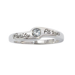 Sterling Silver Ladies Purity Ring - Psalm 51:10 - Clothed with Truth