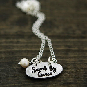 The Vintage Pearl Inspirational Faith-Based Necklace | Saved by Grace