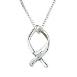 Sterling Silver Jesus Fish Necklace | Made in the USA - Clothed
