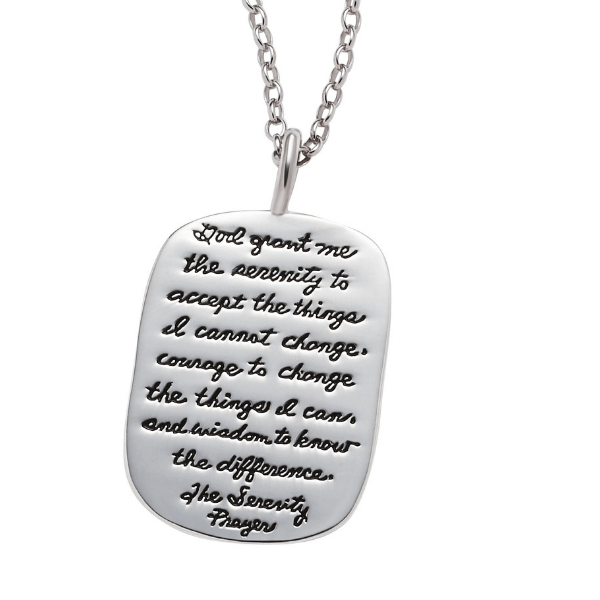 Sterling Silver Serenity Prayer Pendant Necklace BB Becker