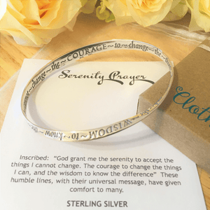 Serenity Prayer Sterling Silver Mobius Bangle Bracelet