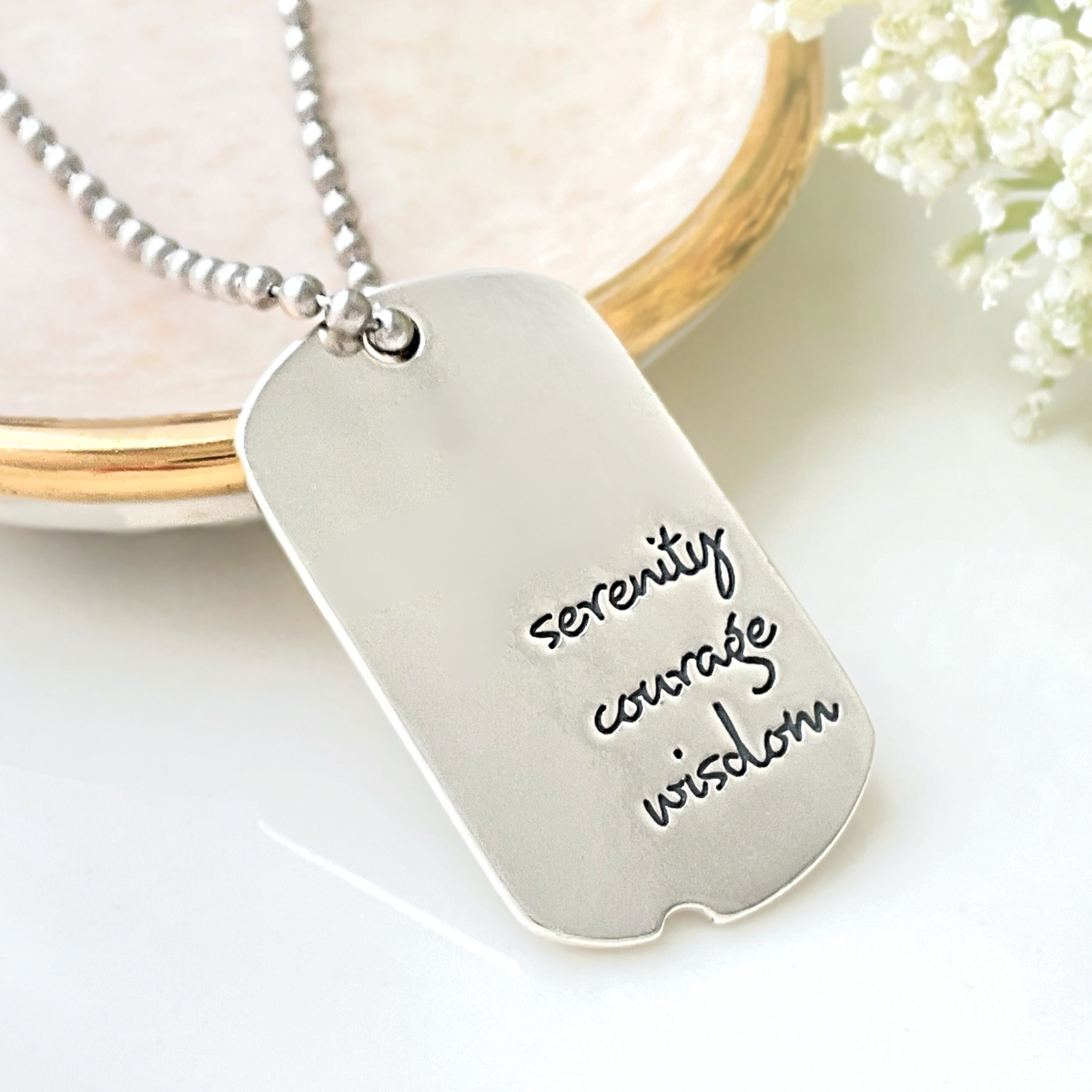 Serenity prayer deals dog tag necklace