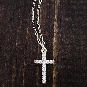 She is Clothed in Strength & Dignity Sterling Silver Cross Necklace | The Vintage Pearl