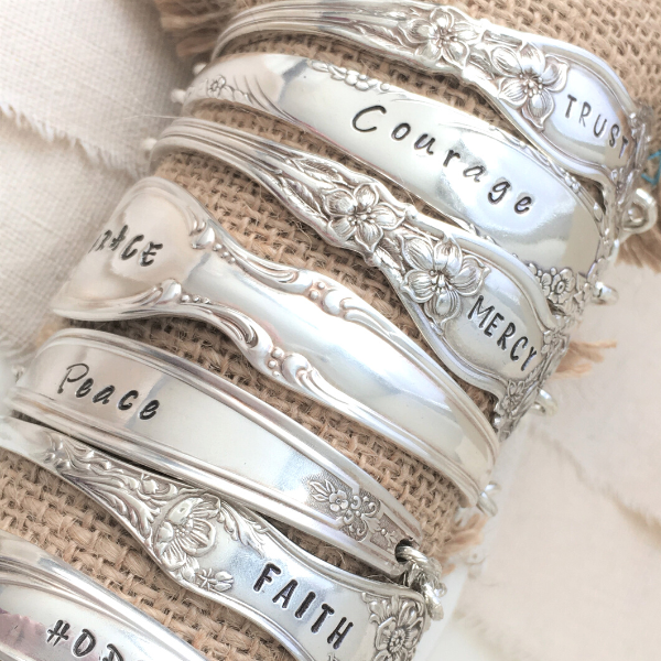 Personalized Monogram Bracelet - Initials Cuff Bracelet - Engraved  Inspirational Quote, Meaningful Gift - Sterling Silver initial Bracelets