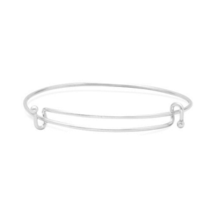 Sterling Silver Double Hook Expandable Wire Bangle Bracelet | Charm Bracelet Base
