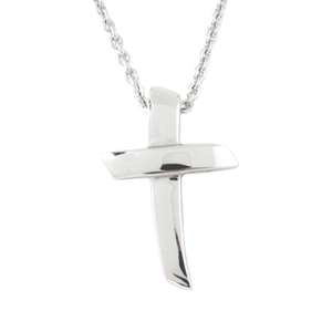 Sterling Silver Angled Cross Pendant Necklace
