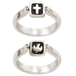 Sterling Silver Ladies' Flip Ring | Cross and Dove