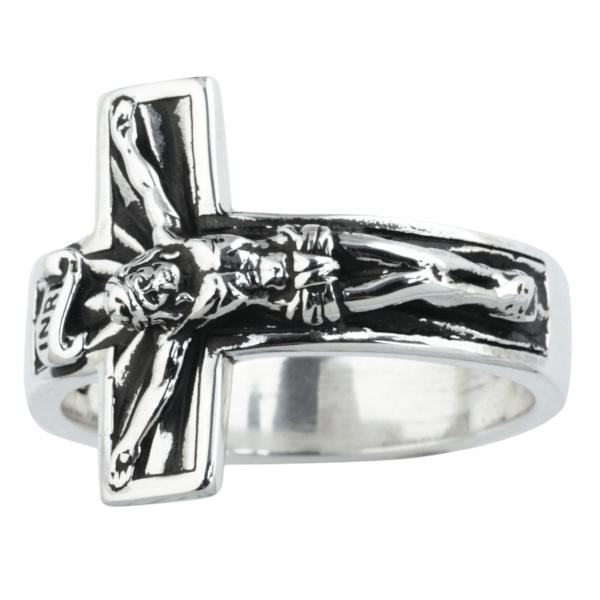 Sterling silver crucifix ring deals