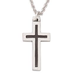Sterling Silver Inlined Cross Pendant Necklace