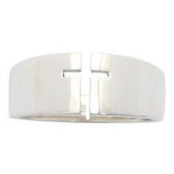 Sterling Silver Ladies' Christian Ring | Thin Open Cross