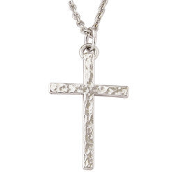 Sterling Silver Hammered Cross Pendant Necklace Clothed with Truth