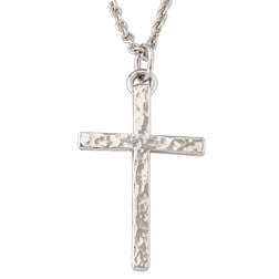 Sterling Silver Hammered Cross Pendant Necklace
