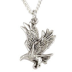Sterling Silver Landing Eagle Pendant Necklace