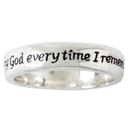 Sterling Silver Men's Scripture Verse Ring | Remembrance | Philippians 1:3