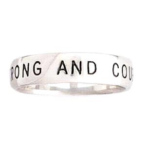 Sterling Silver Men's Ring | Strong and Courageous | Scripture Verse Joshua 1:9