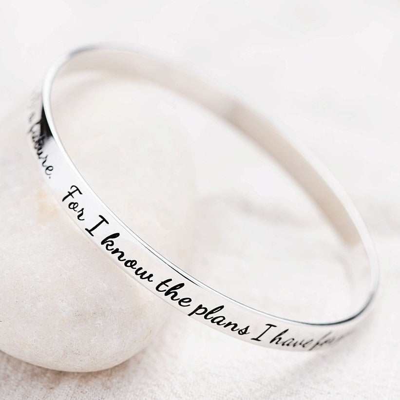Jeremiah 29:11 Sterling Silver Bangle Bracelet | For I Know the Plans -  Clothed with Truth