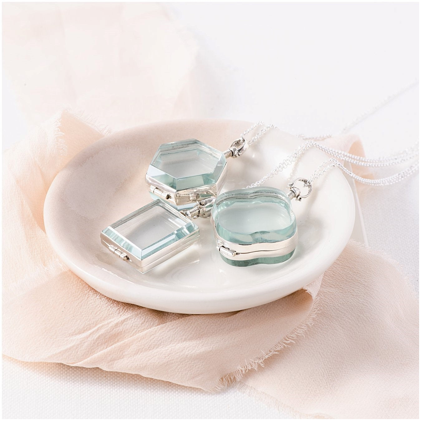 Sterling Silver Vintage Glass Locket | Multiple Shapes Available