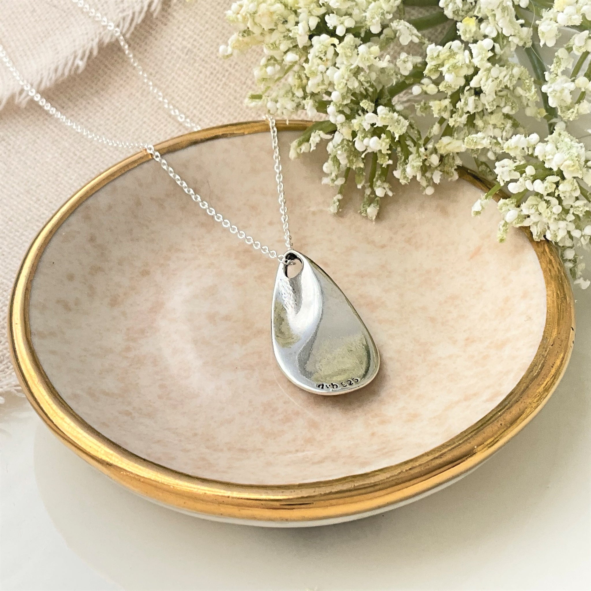 Glittery Fingerprint Necklace - Memorial Jewelry, Teardrop shape with – My  Fine Silver Designs
