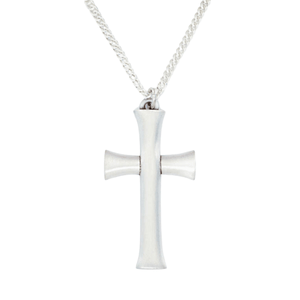 Sterling Silver Pillar Cross Pendant Necklace