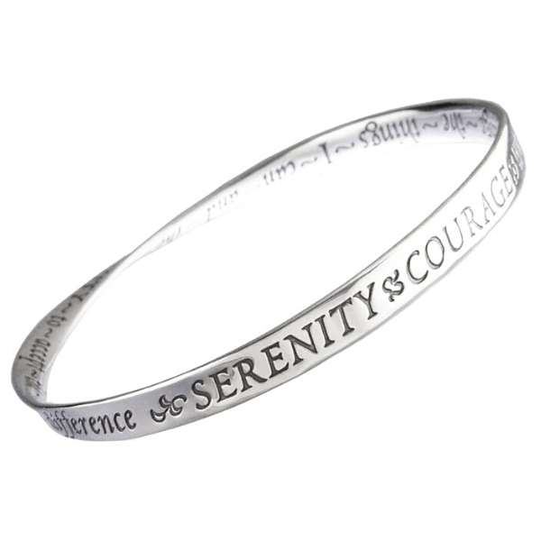 Serenity Prayer Mobius Bangle Bracelet Sterling Silver or 14K