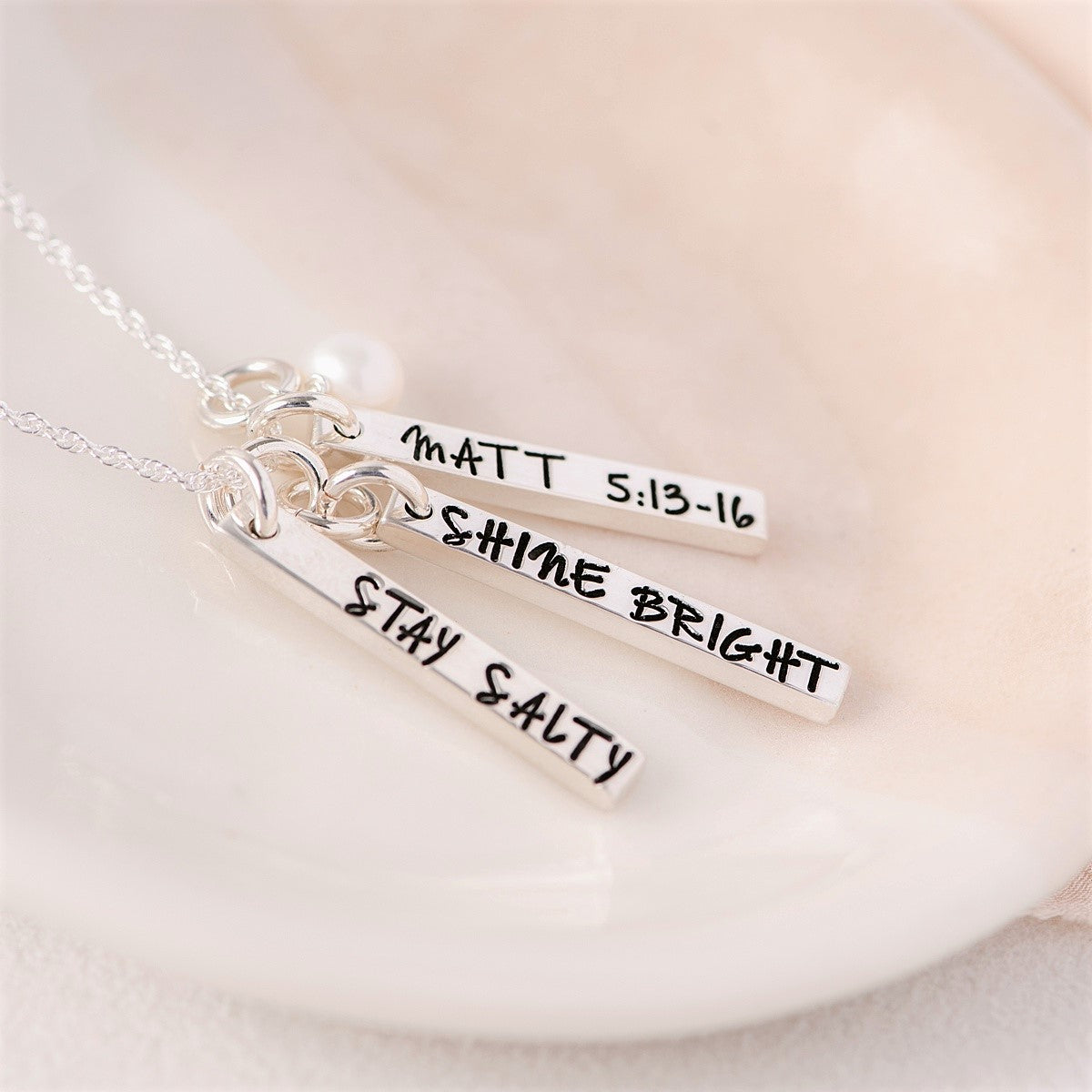 Sterling Silver Stay Salty Shine Bright Necklace | Matthew 5:13-16