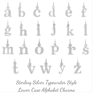 Sterling Silver Initial Charms | Lowercase Typewriter
