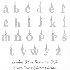 Sterling Silver Initial Charms | Typewriter Alphabet Letter Charm