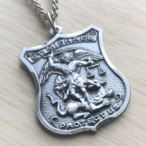 Sterling Silver St. Michael Patron Saint of Police Officers Medal | Engravable