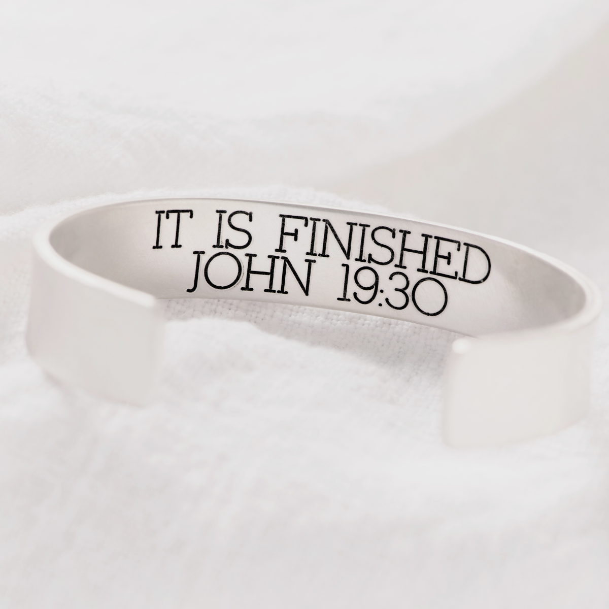 Men's Sterling Silver Engraved Heavy Cuff Bracelet | Tetelestai | It Is Finished