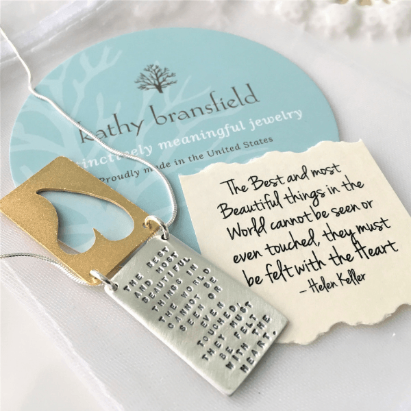 The Best and Most Beautiful Things Sterling Silver Necklace | Helen Keller | Kathy Bransfield