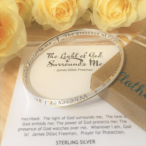 The Light of God Surrounds Me Mobius Bangle Bracelet | Sterling Silver