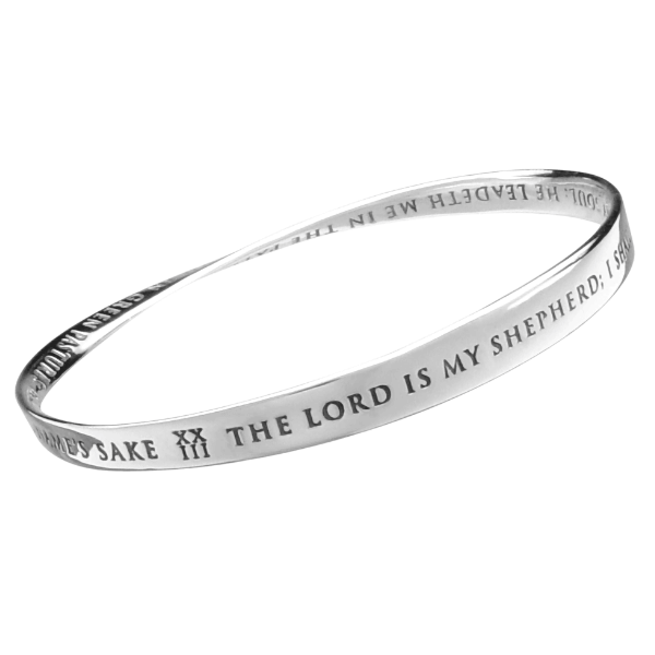 Psalm 23 Mobius Bangle Bracelet | The Lord is My Shepherd | Sterling Silver or 14k Gold