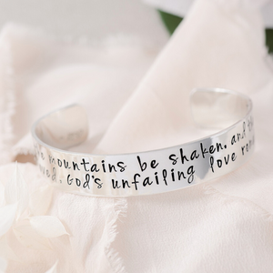 God's Unfailing Love Engraved Cuff Bracelet | Sterling Silver or 14k Gold