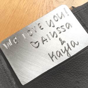 Personalized Custom Engraved Wallet Card Insert | Actual Handwriting Option Available